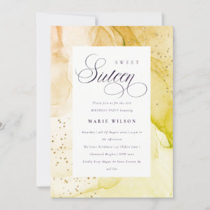 Abstract Pastel Lime Green Sweet 16 Birthday Invitation