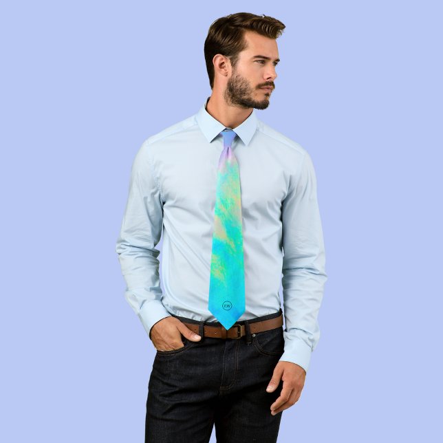 Abstract Pastel | Monogram Men's Neck Tie (Creator Uploaded)