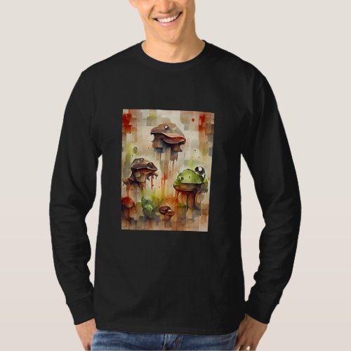 Abstract Pastel Mushrooms With Eyes  Pixel Imitati T_Shirt