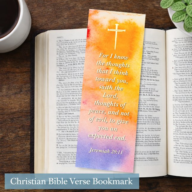Abstract Pastel Orange Nails Cross Bible Verse Bookmarks (Creator Uploaded)