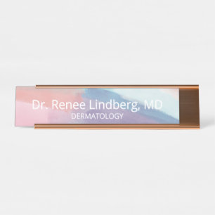 Abstract Pastel Paint Strokes Office Desk Name Plate