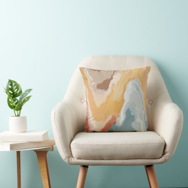 Abstract Pastel Paint Summer Edition Throw Pillow (Chair)