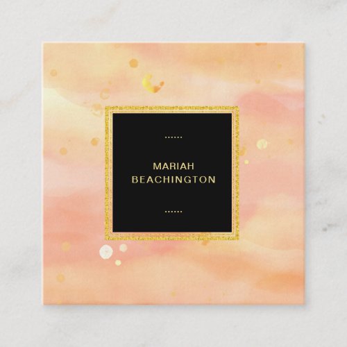  Abstract Pastel Peach Gold Bubbles Dots Square Business Card