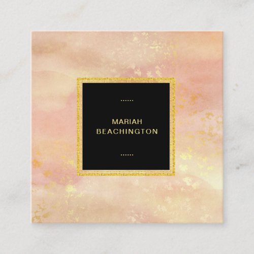  Abstract Pastel Peach Pink Gold Glitter Dust Square Business Card