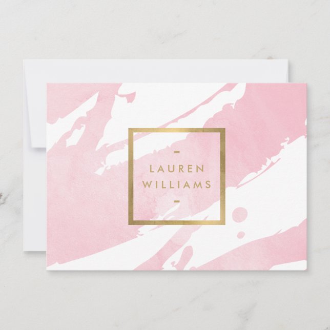 Abstract Pastel Pink Brushstrokes Gift Certificate Note Card (Front)