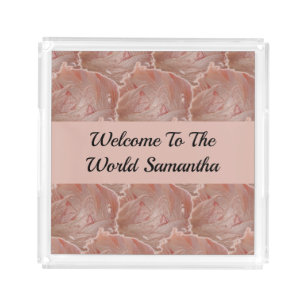 Abstract Pastel Pink Layered Pattern Baby Girl Acrylic Tray