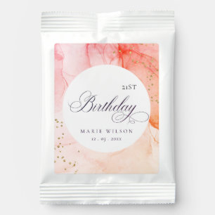 Abstract Pastel Pink Orange Any Age Birthday Lemonade Drink Mix