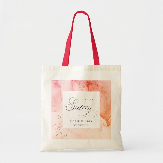 Abstract Pastel Pink Orange Sweet 16 Birthday Tote Bag (Front)