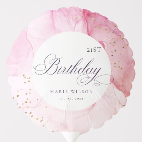 Abstract Pastel Pink Purple Any Age Birthday Balloon
