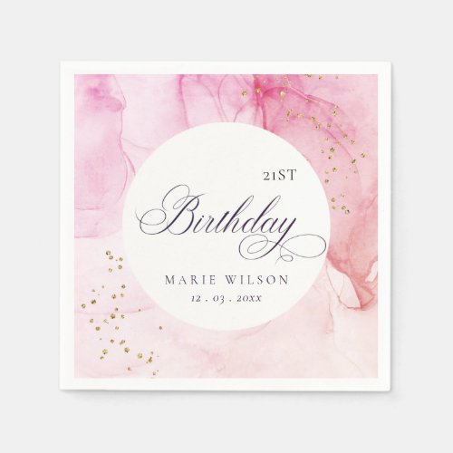 Abstract Pastel Pink Purple Any Age Birthday Napkins