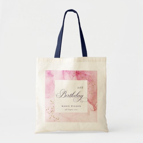 Abstract Pastel Pink Purple Any Age Birthday Tote Bag