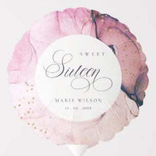 Abstract Pastel Pink Purple Navy Sweet 16 Birthday Balloon