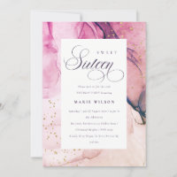 Abstract Pastel Pink Purple Navy Sweet 16 Birthday