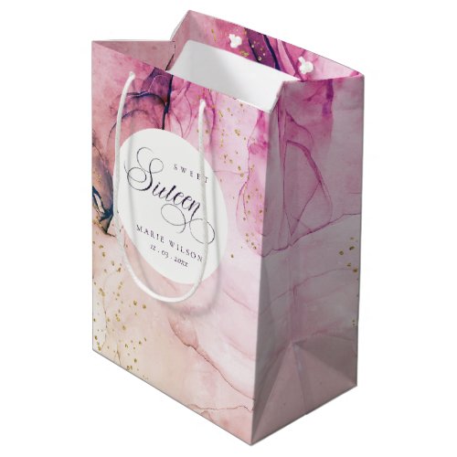 Abstract Pastel Pink Purple Navy Sweet 16 Birthday Medium Gift Bag