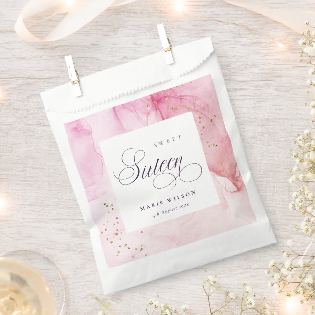 Abstract Pastel Pink Purple Sweet 16 Birthday Favor Bag (Clipped)