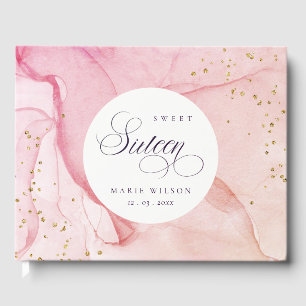 Abstract Pastel Pink Purple Sweet 16 Birthday Guest Book