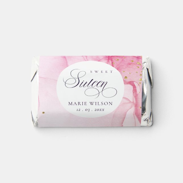 Abstract Pastel Pink Purple Sweet 16 Birthday Hershey's Miniatures (Front)