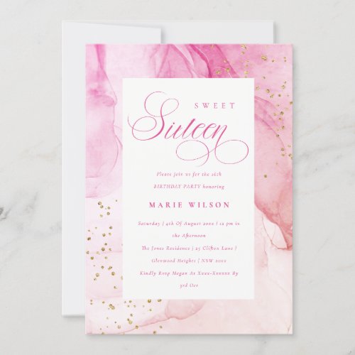 Abstract Pastel Pink Purple Sweet 16 Birthday Invitation