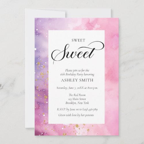 Abstract Pastel Pink Purple Sweet 16 Birthday