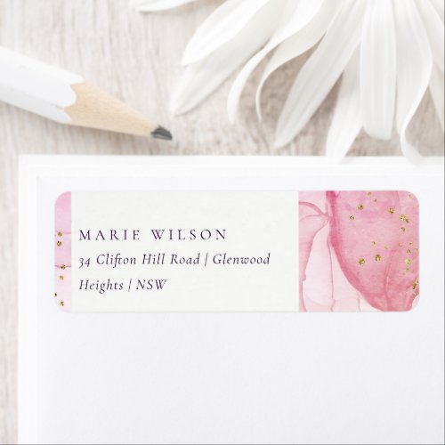 Abstract Pastel Pink Purple Watercolor Address Label