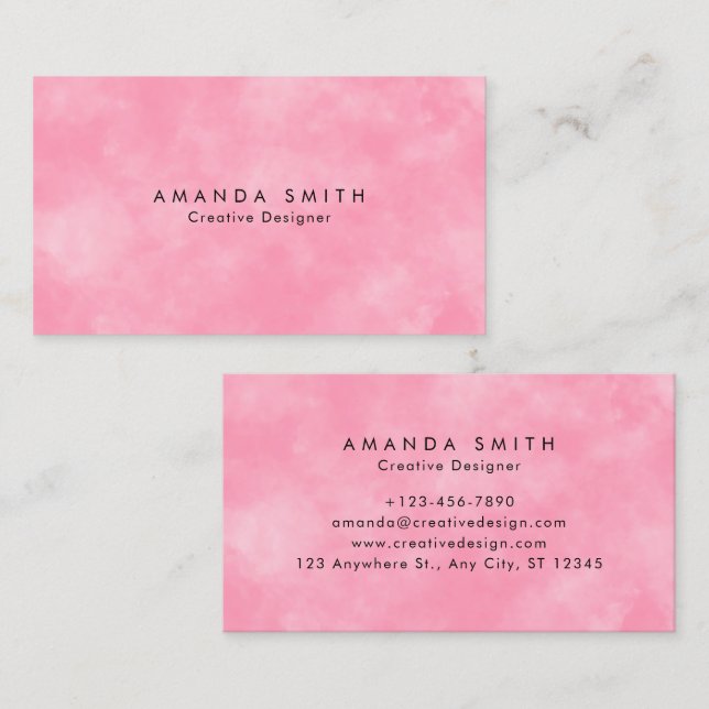 Abstract Pastel Pink Sky Clouds Personalized Business Card (Front/Back)