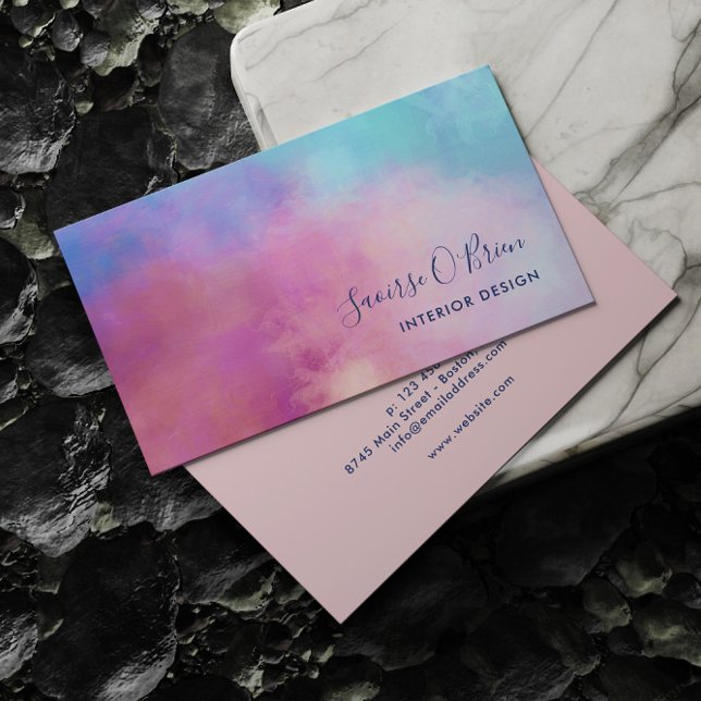 Abstract Pastel Pink Turquoise Business Card (Creator Uploaded)