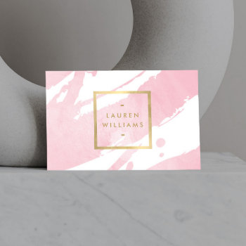 Abstract Pastel Pink Watercolor Brushstrokes Business Card by 1201am at Zazzle