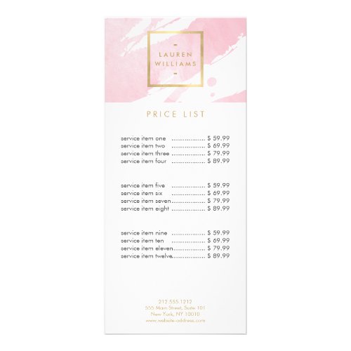 Abstract Pastel Pink Watercolor Brushstrokes Rack Card
