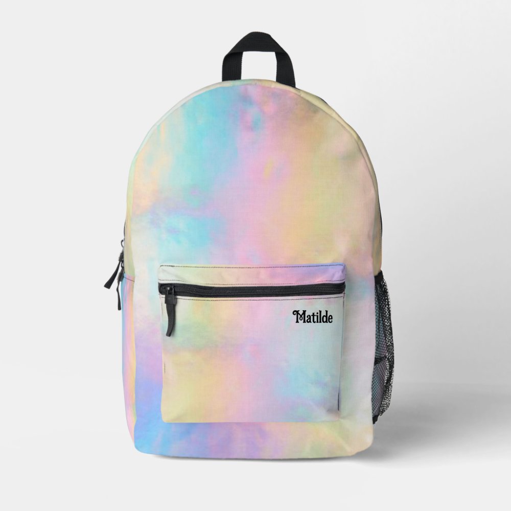 Abstract Pastel Custom Name Printed Backpack