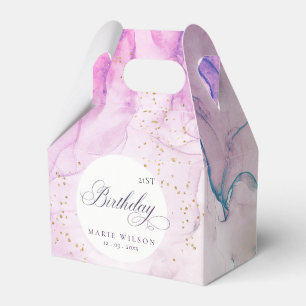 Abstract Pastel Purple Blue Teal Any Age Birthday Favor Boxes