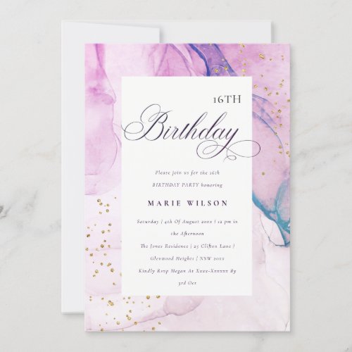Abstract Pastel Purple Blue Teal Any Age Birthday Invitation