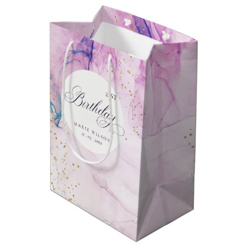 Abstract Pastel Purple Blue Teal Any Age Birthday Medium Gift Bag