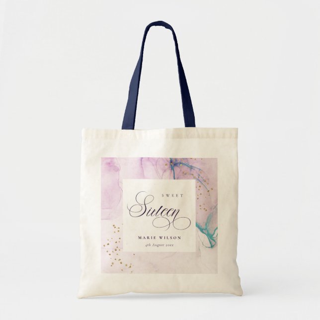 Abstract Pastel Purple Teal Blue Sweet 16 Birthday Tote Bag (Front)