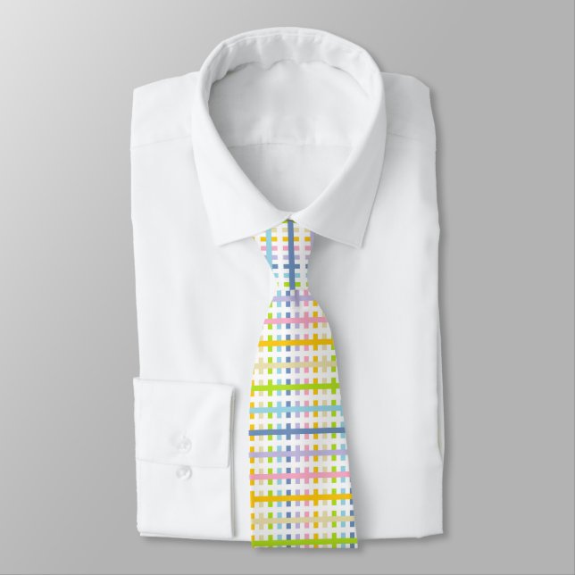 Abstract Pastel Rainbow and White Neck Tie (Tied)
