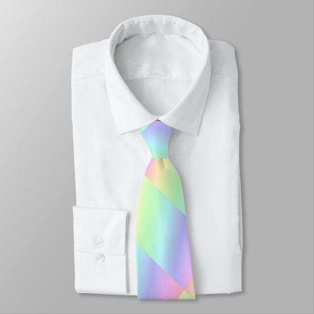 Abstract Pastel Rainbow Colored Neck Tie (Tied)
