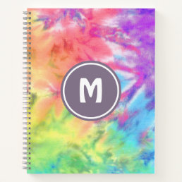 Abstract Pastel Rainbow Fun Batik Tie Dye Monogram Notebook