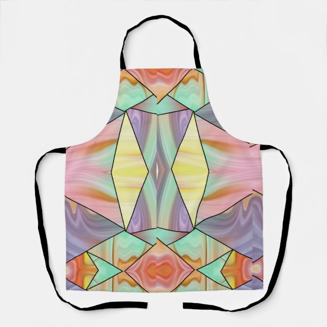 Abstract Pastel Stained Liquid Marble Geometric Apron (Front)