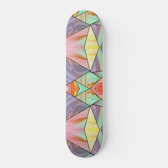Abstract Pastel Stained Liquid Marble Geometric Skateboard (Front)