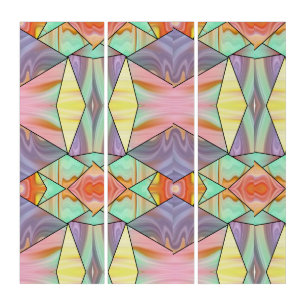 Abstract Pastel Stained Liquid Marble Geometric Triptych