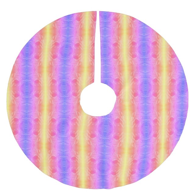 abstract pastel stripes  brushed polyester tree skirt (Front)