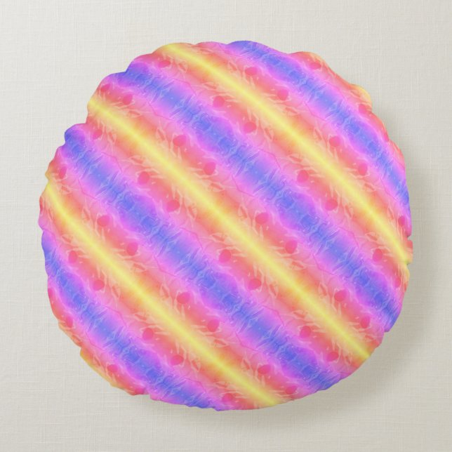 abstract pastel stripes  round pillow (Front)