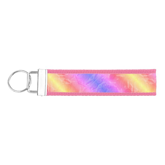 abstract pastel stripes wrist keychain (Keys on Left)