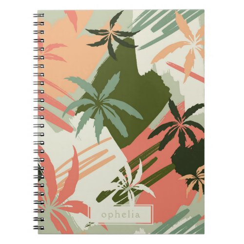 Abstract Pastel Summer Palm Tree Pattern Notebook