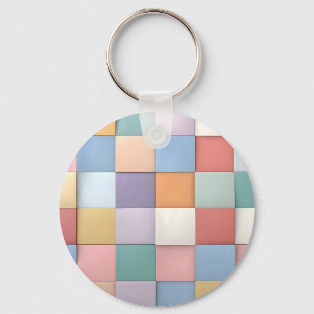 Abstract Pastel Tile Wall Pattern Keychain (Front)