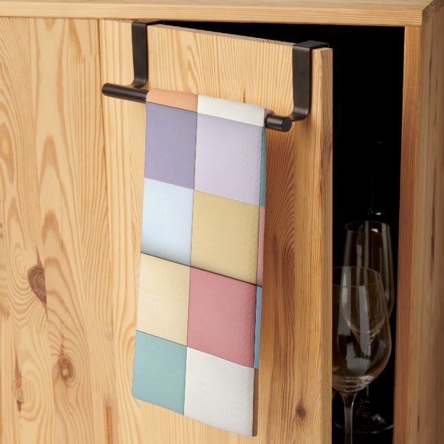 Abstract Pastel Tile Wall Pattern Kitchen Towel (Thirds Fold)