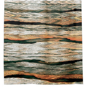 Abstract pastel tones colour neutral geo dyed mela shower curtain