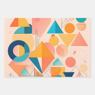 abstract pastel triangles wrapping paper sheets