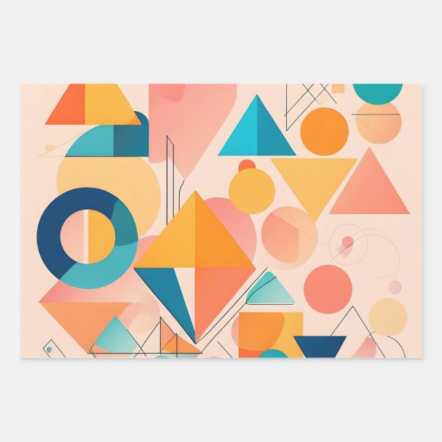 abstract pastel triangles wrapping paper sheets (Front)