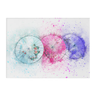 Abstract  Pastel Umbrella Print  Acrylic  Wall Art