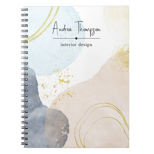 Abstract Pastel Watercolor Shapes Gold Foil Notebook